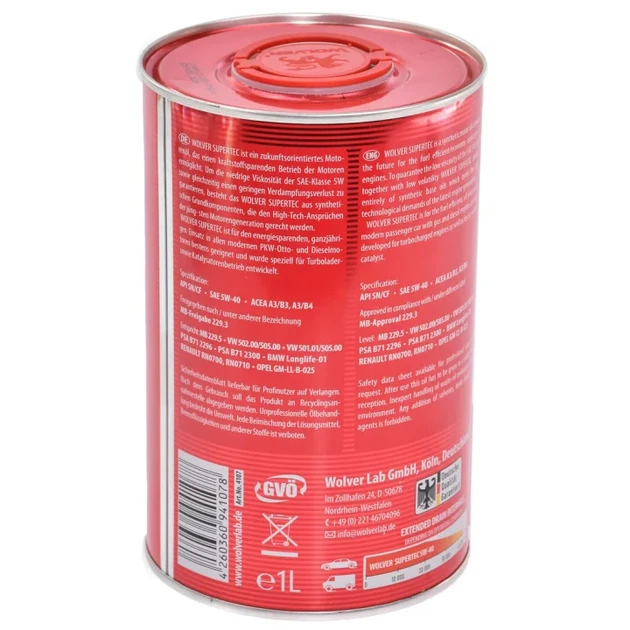 Олива моторна Wolver SuperTec 5W-40 (1л.) - изображение 3