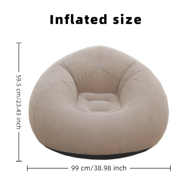 Надувное кресло-лежанка Lazy Chair с флисом 99×59,5 см Бежевое - Фото 3 Надувное кресло-лежанка Lazy Chair с флисом 99×59,5 см Бежевое - изображение 3