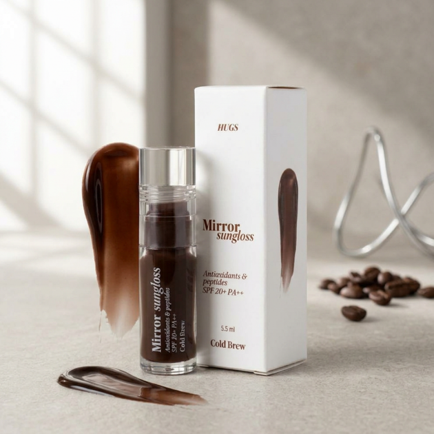 Солнцезащитный блеск для губ HUGS Mirror Sungloss Cold Brew SPF 20+ PA++ 5,5 мл - изображение 5