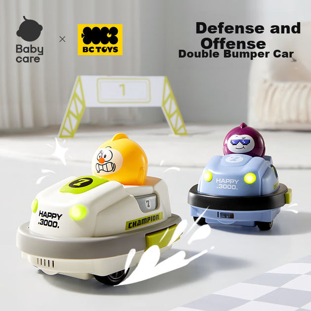 Детская интерактивная машинка на дистанционном управлении Babycare & BCTOYS Bump-And Remote Control Car, развивающая игрушка для раннего обучения, предназначенная для родителей и детей, — набор из 2 штук. - изображение 4