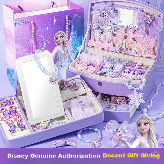 Игрушечная шкатулка для украшений Disney Эльза, принцесса Эльза, для девочек 6-12 лет, подарок на Новый год или день рождения, аксессуары для волос Эльзы из мультфильма «Холодное сердце 10». - зображення 8