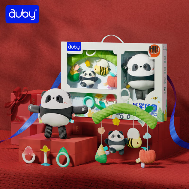 Подарочный набор Auby Panda для новорожденных, игрушки для младенцев, подвесная кукла для кроватки (0-1 год), прорезыватель, погремушка, подарок на день рождения. - изображение 8