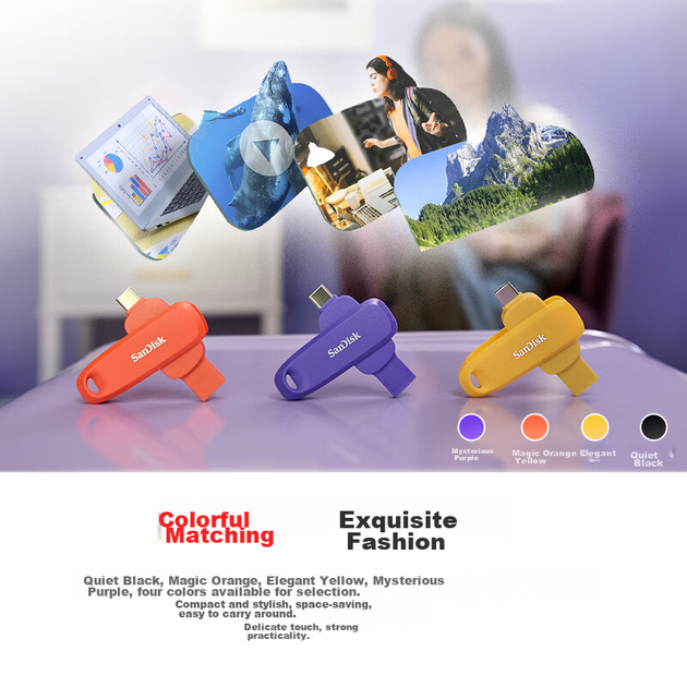 Флеш-накопитель SanDisk 64 ГБ Type-C USB3.2 Dual Drive DDC6 черного цвета для телефонов и компьютеров, устройство хранения данных большой емкости с двумя интерфейсами. - Фото 7 Флеш-накопитель SanDisk 64 ГБ Type-C USB3.2 Dual Drive DDC6 черного цвета для телефонов и компьютеров, устройство хранения данных большой емкости с двумя интерфейсами. - изображение 7