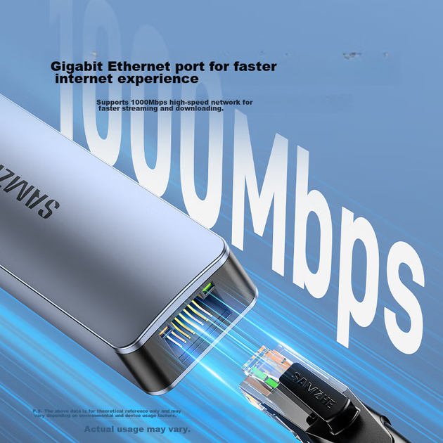 Док-станція розширення SAMZHE USB 3.0 до Gigabit Ethernet, чотиривхідний розгалужувач, мережевий кабель RJ45 для ноутбука Apple Huawei Xiaomi, адаптер-конвертер, док-станція розширення HWK07 - изображение 6