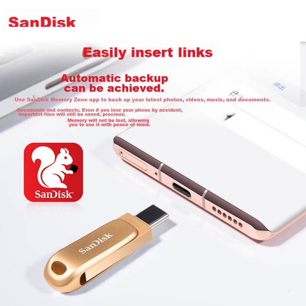 Мобільний флеш-накопичувач SanDisk 64 ГБ Type-C USB 3.2, колір DDC4 Deep Space Gray, швидкість читання 400 МБ/с, автоматичне резервне копіювання, флеш-накопичувач з двома інтерфейсами, сумісний з телефонами, планшетами та комп'ютерами - изображение 6