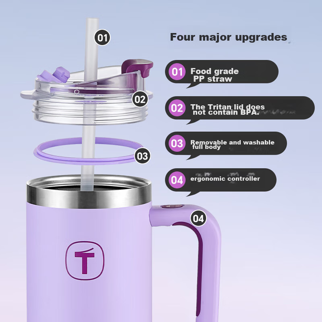 Термокухоль Tupperware з трубочкою, 1.1 л, «Нічне море» - зображення 8