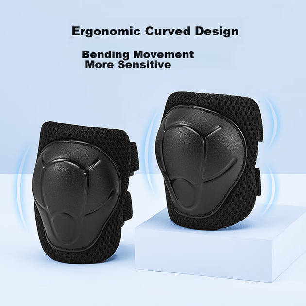 Защитное снаряжение для детских роликовых коньков JD Original: скейтборд, беговел, велосипед, наколенники, налокотники, защита ладоней, набор из 6 предметов, флуоресцентно-желтого цвета. - изображение 4