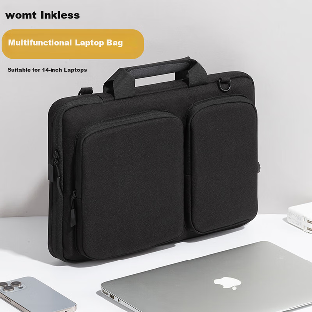 Сумка для ноутбука WOMT Inkless, ручная, для 13/14 дюймов, подходит для Apple, Huawei Matebook, Lenovo Xiaoxin, HP, ASUS, Dell, Xiaomi, деловой портфель для мужчин и женщин. - Фото 4 Сумка для ноутбука WOMT Inkless, ручная, для 13/14 дюймов, подходит для Apple, Huawei Matebook, Lenovo Xiaoxin, HP, ASUS, Dell, Xiaomi, деловой портфель для мужчин и женщин. - изображение 4