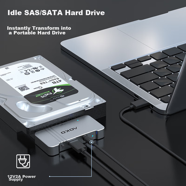Док-станция AOKO AU3SSL SAS для HDD 2.5/3.5", SAS/SATA в USB 3.0 - Фото 5 Док-станция AOKO AU3SSL SAS для HDD 2.5/3.5", SAS/SATA в USB 3.0 - изображение 5