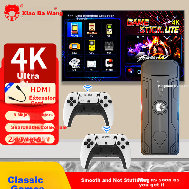 Игровая консоль Xiaobawang PSP, домашний аркадный автомат, беспроводной джойстик, файтинг для двух игроков, домашняя консоль, классическая ностальгическая игровая приставка FC, D104pro-A - изображение 4