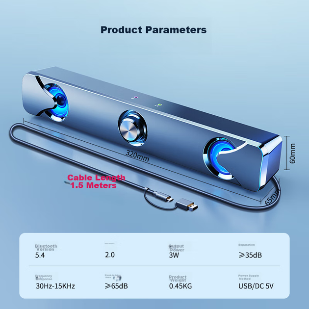 Колонки комп'ютерні Saida Bluetooth мультимедійні настільні з навушниками USB/TPC V-110 - зображення 8