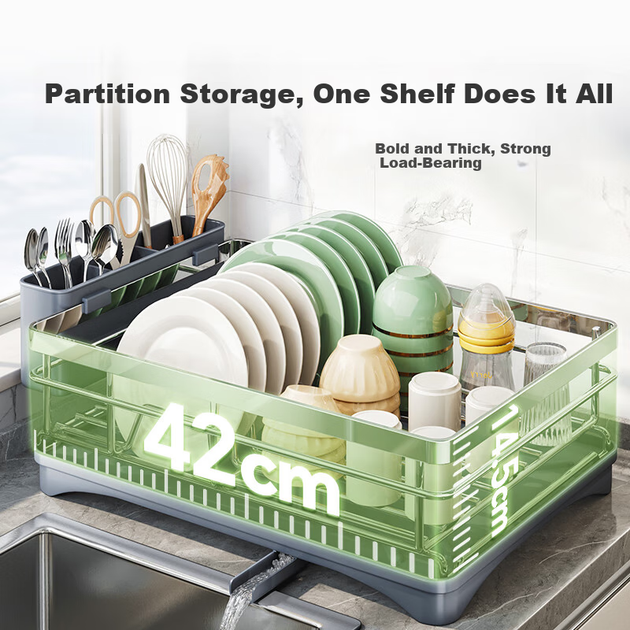 Стійка для зберігання речей Shuaishi Kitchen, стійка для посуду з сушарем, сушарка для мисок і тарілок, органайзер для посуду, стійка для посуду, полиця для сушарки - зображення 6