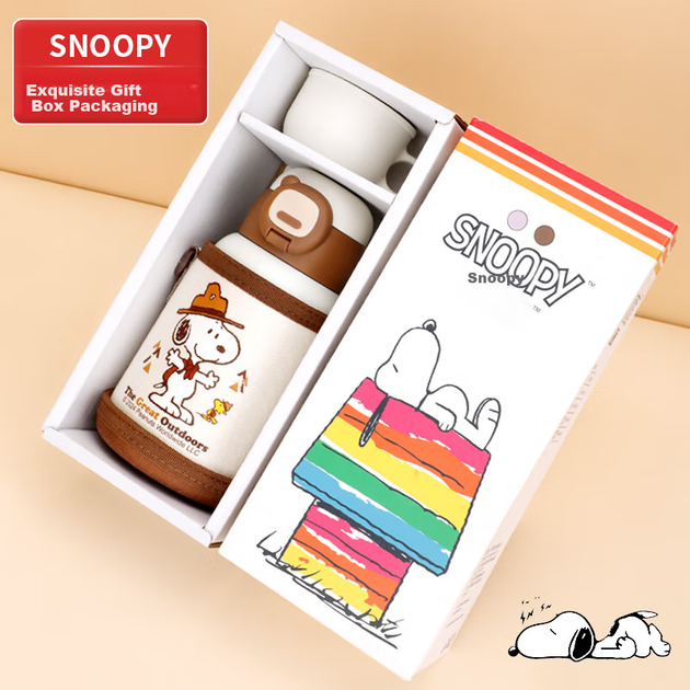 Дитяча ізольована чашка SNOOPY з трубочкою та пляшкою для води подвійного використання для учнів, нержавіюча сталь 316L з чохлом для чашки, чашка для води 520 мл, фіолетова - изображение 11
