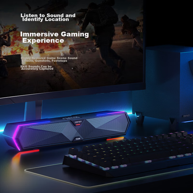 Настольные игровые колонки EDIFIER M30SW 2.1, компьютерные колонки, RGB-подсветка, встроенный микрофон, сабвуфер с эффектом подсветки и тени, USB-кабель, белый цвет. - Фото 6 Настольные игровые колонки EDIFIER M30SW 2.1, компьютерные колонки, RGB-подсветка, встроенный микрофон, сабвуфер с эффектом подсветки и тени, USB-кабель, белый цвет. - зображення 6