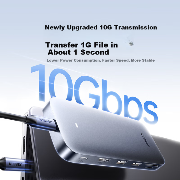 Корпус для жесткого диска UGREEN Type-C, адаптер HDMI для M.2 NVMe SSD, док-станция расширения 3.2 Hub, совместим с ноутбуками Macbook, Huawei и Lenovo. - изображение 7
