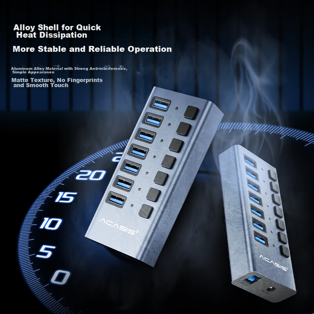 Хаб USB Acasis 3.1, 7-портовый, для Apple Mac, модель HS-707MG, 10 Гбит/с - изображение 11