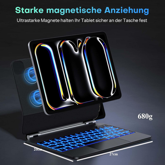 Чехол-клавиатура OMOTON Magic Keyboard для iPad Pro 11 M4 (2024) беспроводная с подсветкой и трекпадом Black - Фото 4 Чехол-клавиатура OMOTON Magic Keyboard для iPad Pro 11 M4 (2024) беспроводная с подсветкой и трекпадом Black - изображение 4
