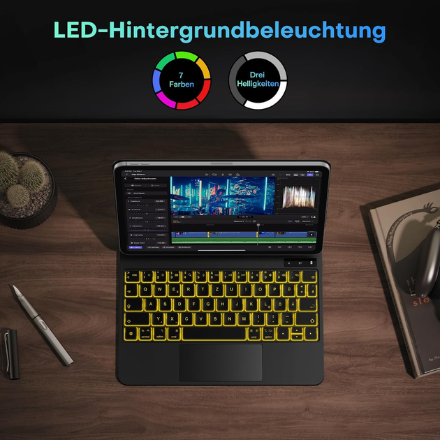 Чехол-клавиатура OMOTON Magic Keyboard для iPad Pro 11 M4 (2024) беспроводная с подсветкой и трекпадом Black - Фото 5 Чехол-клавиатура OMOTON Magic Keyboard для iPad Pro 11 M4 (2024) беспроводная с подсветкой и трекпадом Black - изображение 5