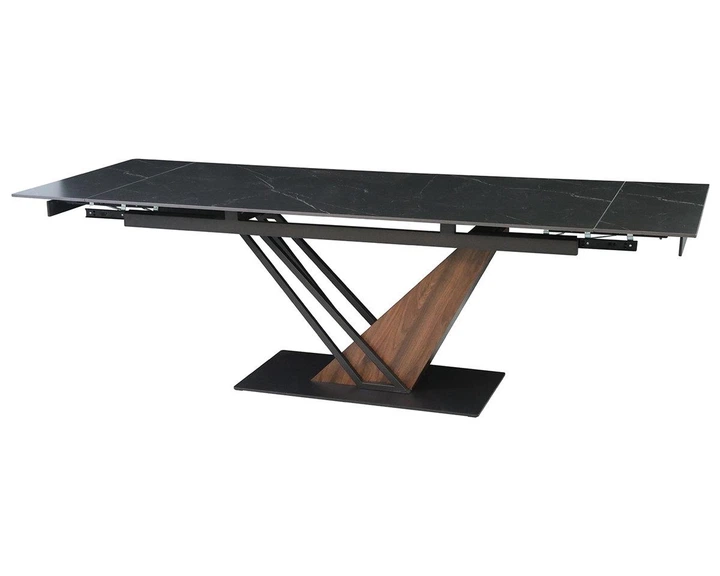 Стол FERNANDO CERAMIC 180(240)*90 черный мат/темный орех - Фото 1 Стол FERNANDO CERAMIC 180(240)*90 черный мат/темный орех - изображение 1