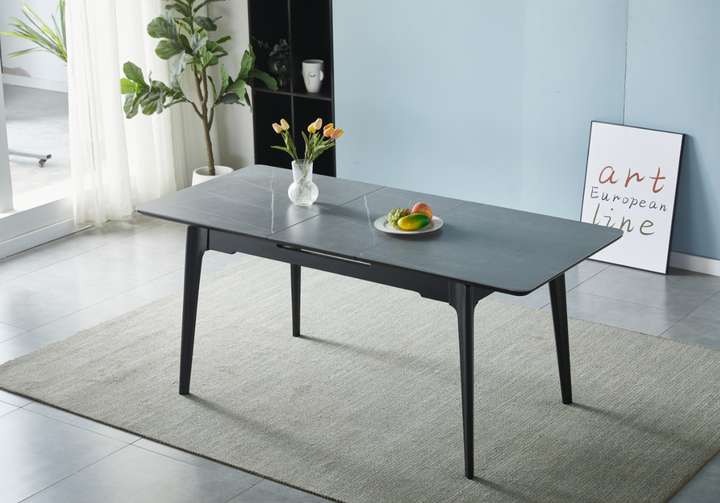 Керамічний розкладний стіл BERLIN CERAMIC 140-180х80 см сірий мат обідній стіл Signal на чорному металевому каркасі - Фото 3 Керамічний розкладний стіл BERLIN CERAMIC 140-180х80 см сірий мат обідній стіл Signal на чорному металевому каркасі - изображение 3