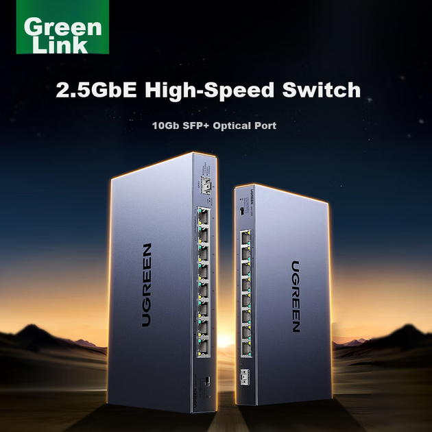 Комутатор UGREEN 2.5G з 8 електричними портами 2.5G + оптичним портом 10G, підтримка VLAN/агрегації каналів, мережевий розгалужувач у сталевому корпусі, підтримка модема-стіка, NAS-сервера та оптичного модема 35049. - зображення 11