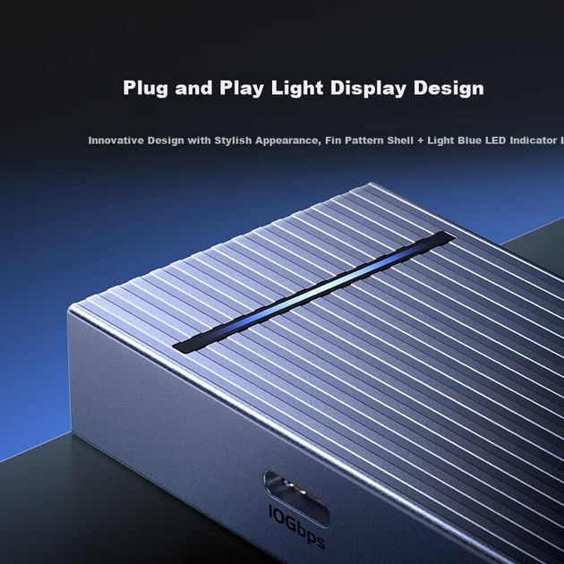 Розширювальна док-станція UGREEN Type-C 3.2 Fin Pattern, розгалужувач кабелю Gigabit Ethernet, адаптер HDMI 2.0, розширювальна док-станція 10G, 4K 60Hz, сумісна з Huawei, Apple MacBook/Mac Mini - изображение 9