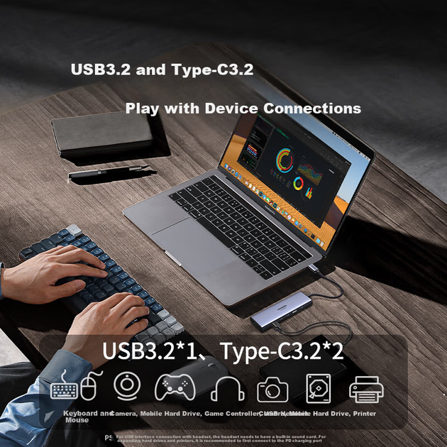 Док-станция расширения UGREEN Type-C, концентратор HDMI 2.0, адаптер USB 3.2, кардридер SD/TF 10 Гбит/с, совместима с компьютерами Mac и Apple с интерфейсом Thunderbolt, конвертер для ноутбуков Huawei. - изображение 8
