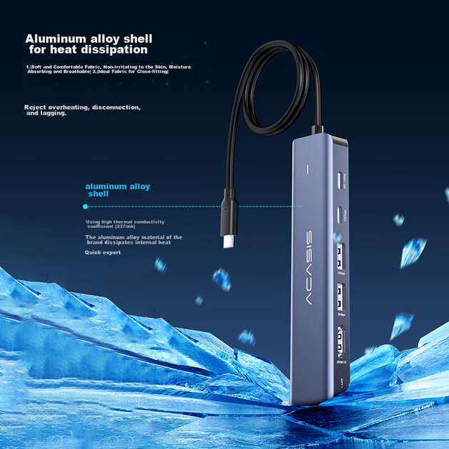 Док-станція розширення для робочого столу Acasis Type-C 3.2, порт HDMI, передача 10 Гбіт/с, 4K 60 Гц, порт Gigabit Ethernet, сумісна з Apple Mac Mini, 1 метр DS-9901M1 - зображення 10