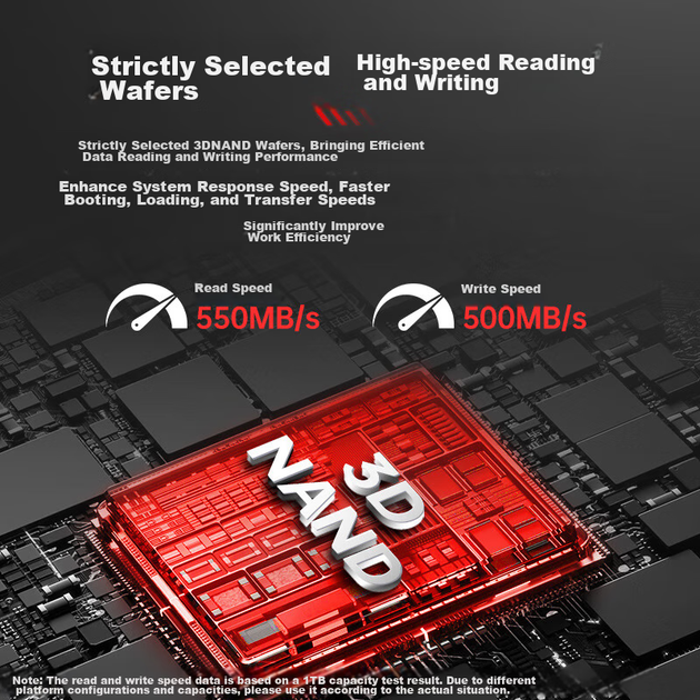 Твердотельный накопитель KingSpec SSD 1 ТБ, интерфейс SATA 3.0, 2,5 дюйма, отборная TLC NAND, скорость чтения 550 МБ/с, совместим с настольными компьютерами/ноутбуками. - изображение 6