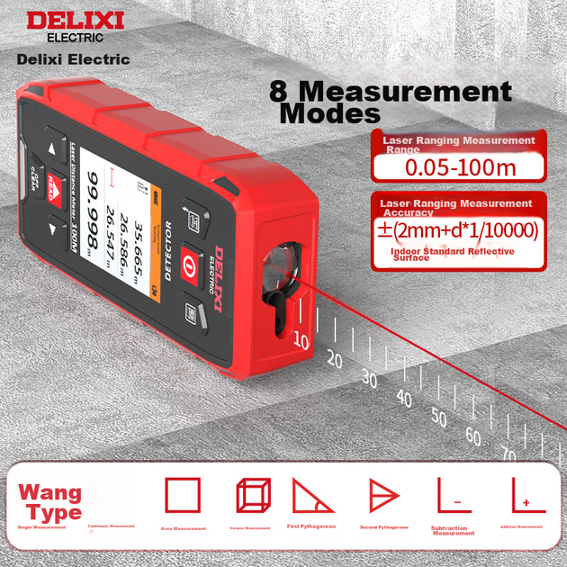 DELIXI ELECTRIC Многофункциональный настенный детектор для обнаружения металла, арматуры и древесины с красным светом на расстоянии до 100 метров - изображение 6