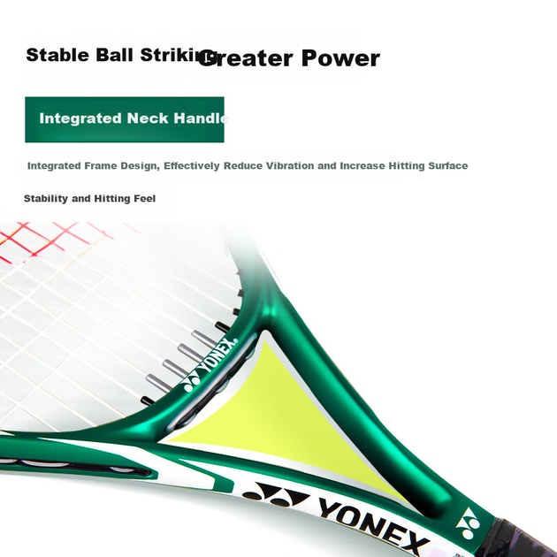 Тенісна ракетка YONEX, композитна, для початківців, SMASH HEAT, зелена, з попередньо натягнутими шнурами, подарунок у комплекті - Фото 6 Тенісна ракетка YONEX, композитна, для початківців, SMASH HEAT, зелена, з попередньо натягнутими шнурами, подарунок у комплекті - зображення 6