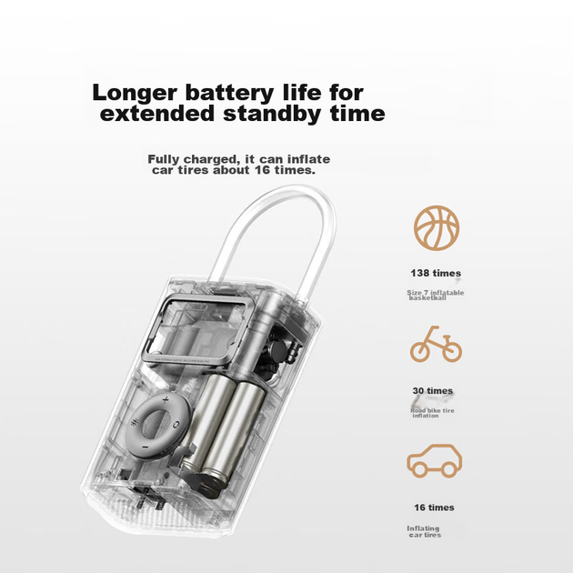 Автомобильный воздушный насос MI Mijia Air Pump 2 Pro, мощный электрический, с предустановленным давлением, отключается при полном накачивании. - изображение 7