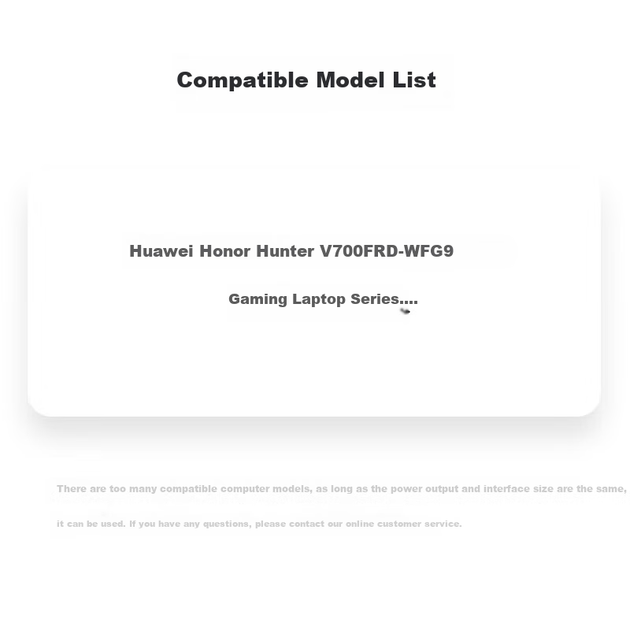 Блок живлення Mryc для ігрового ноутбука Huawei Honor Hunter V700 серії FRD-WFG9, кабель зарядного пристрою 20V10A 200W для ноутбуків - зображення 9