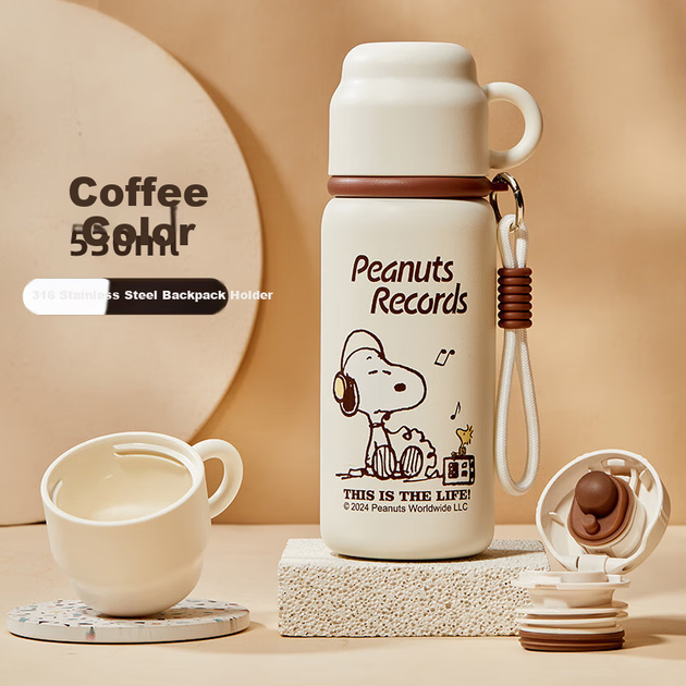 Термопляшка Snoopy зі сталі 316 530 мл Coffee - Фото 4 Термопляшка Snoopy зі сталі 316 530 мл Coffee - зображення 4