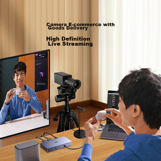 Карта захвата видео UGREEN HDMI, 4K 60 Гц HD RGB24, совместима с Switch 2/PS5, камерами Nikon, Sony, Canon, смартфонами, планшетами iPad, для прямых трансляций и записи игр. - изображение 8