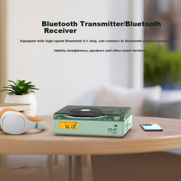 Panda CD-67 Альбом, CD-програвач, Bluetooth-колонка, універсальна домашня аудіосистема із зовнішніми динаміками, програвач дисків для аудіофільських вінілових платівок (білий) - Фото 6 Panda CD-67 Альбом, CD-програвач, Bluetooth-колонка, універсальна домашня аудіосистема із зовнішніми динаміками, програвач дисків для аудіофільських вінілових платівок (білий) - изображение 6
