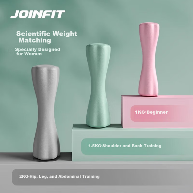 Маленькі гантелі JOINFIT для жіночого домашнього фітнесу, гантелі з пластиковим покриттям, кластер 1,5 кг, рожевий, пара, FS005DD-J - изображение 7