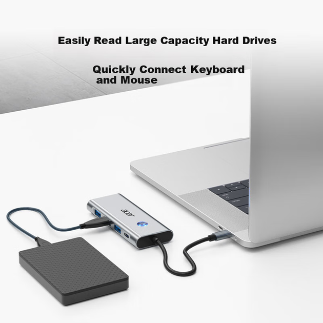 Док-станция расширения Acer Type-C 7-дюймового USB 3.0-хаба HDMI 60 Гц, совместимая с MacBook, ноутбуками и планшетами Huawei, конвертер с адаптером для считывания карт памяти - изображение 7