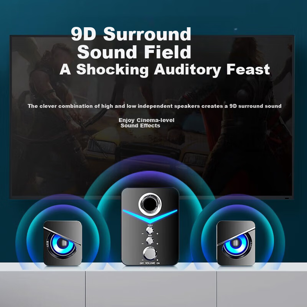 Компьютерные колонки Saida SADA 2.1 Bluetooth для телефона, мультимедиа, дома, настольного компьютера, ноутбука, игр, онлайн-уроков, миниатюрный сабвуфер D-221 - изображение 8