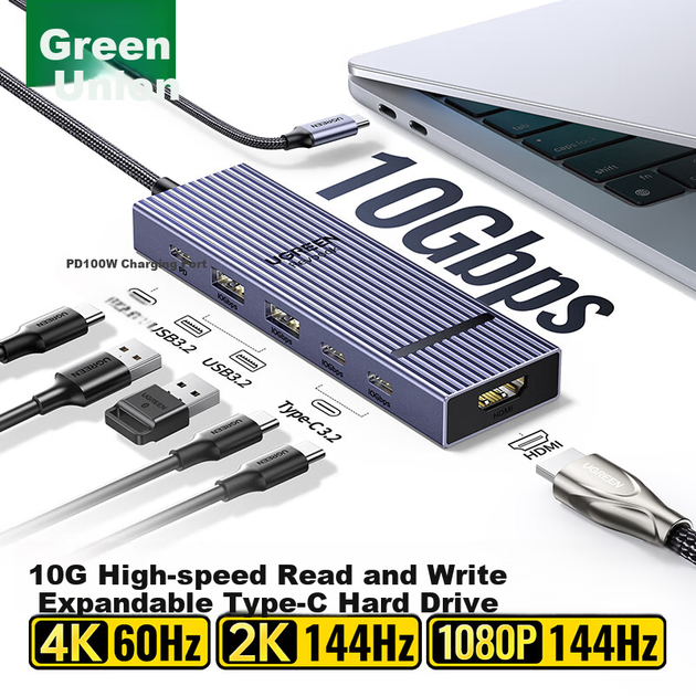 Расширительная док-станция UGREEN Type-C Fins, концентратор USB 3.2, адаптер HDMI 2.0 (женский), расширительная док-станция 10G, 4K60Hz, совместима с компьютерами Apple MacBook и Huawei, конвертер - Фото 10 Расширительная док-станция UGREEN Type-C Fins, концентратор USB 3.2, адаптер HDMI 2.0 (женский), расширительная док-станция 10G, 4K60Hz, совместима с компьютерами Apple MacBook и Huawei, конвертер - изображение 10