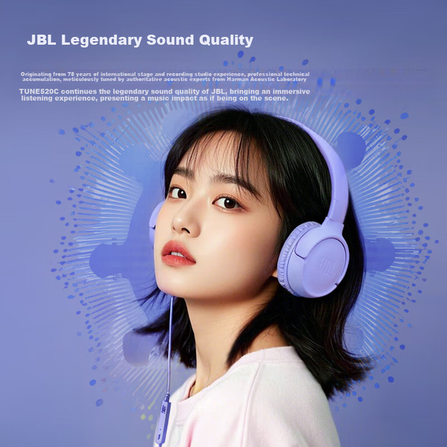 Наушники JBL Tune 520C Wired USB-C Blue - Фото 5 Наушники JBL Tune 520C Wired USB-C Blue - изображение 5