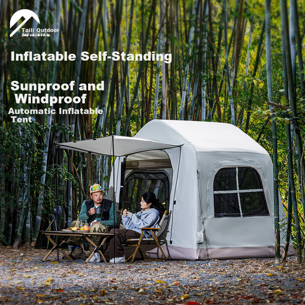 Надувная автоматическая палатка для кемпинга Taili Outdoor Camping, портативная, быстро раскладывающаяся, дышащая, водонепроницаемая, солнцезащитная, идеально подходит для ночевок в парке, пикника и кемпинга. - изображение 4