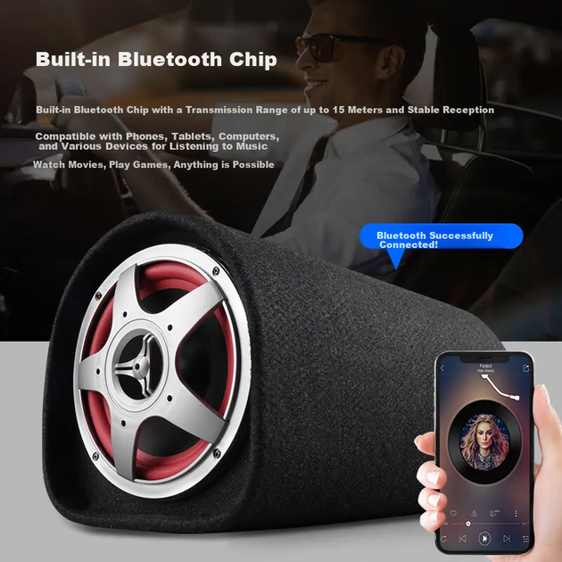 Автомобильный сабвуфер Soaiy D18 8 дюймов, супербас, 12 В/24 В, мощный Bluetooth-динамик для автомобиля, грузовика, электромотоцикла. - изображение 5