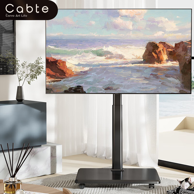 Мобильная подставка для телевизора CABTE TV Cart, напольное крепление для телевизоров диагональю 32/43/55/65/75 дюймов. - изображение 8