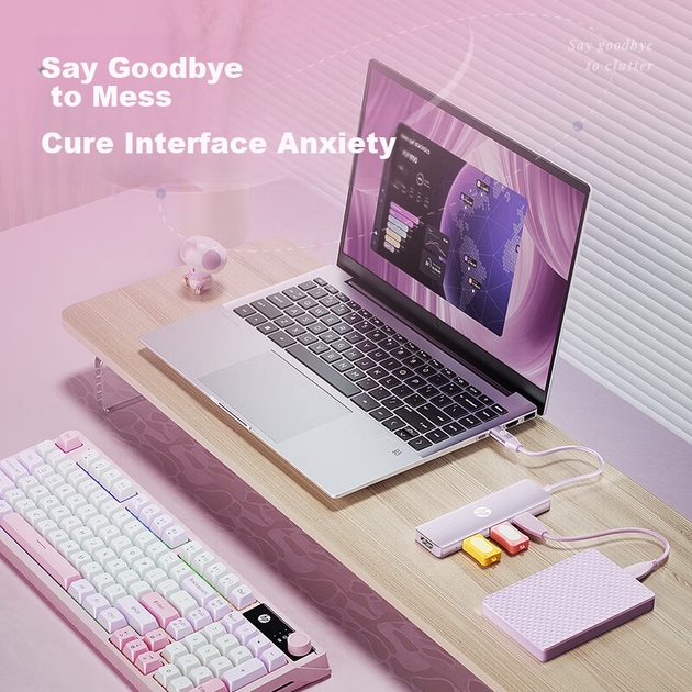 Док-станция HP Type-C, адаптер-конвертер для компьютеров Apple, конвертер интерфейса Type-C в HDMI для док-станции Mac, устройство чтения карт TF/SD, CT203C, розовый. - Фото 6 Док-станция HP Type-C, адаптер-конвертер для компьютеров Apple, конвертер интерфейса Type-C в HDMI для док-станции Mac, устройство чтения карт TF/SD, CT203C, розовый. - изображение 6