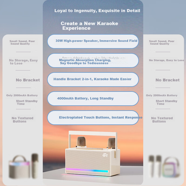 Комплект Changba Xiaojuandan L21 микрофон+караоке+колонки детский, беспроводной Bluetooth - изображение 4