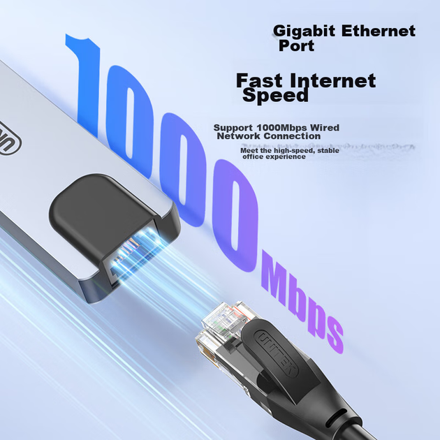 Док-станция расширения UNITEK Type-C, многофункциональный концентратор с гигабитным Ethernet-портом, адаптер USB 3.0, преобразователь сетевого кабеля HDMI, адаптер RJ45, подходит для ноутбуков Apple и Huawei. - изображение 5