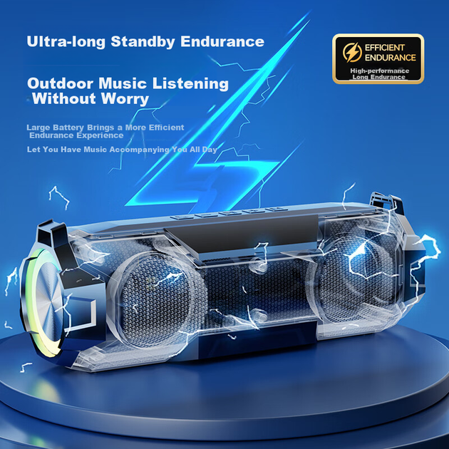 CLAISON T9 Bluetooth-колонка високої якості водонепроникний аудіосабвуфер зовнішня портативна довговічна батарея настільна бездротова колонка для домашнього використання з слотом для карт пам'яті, колір темно-сірий - изображение 5