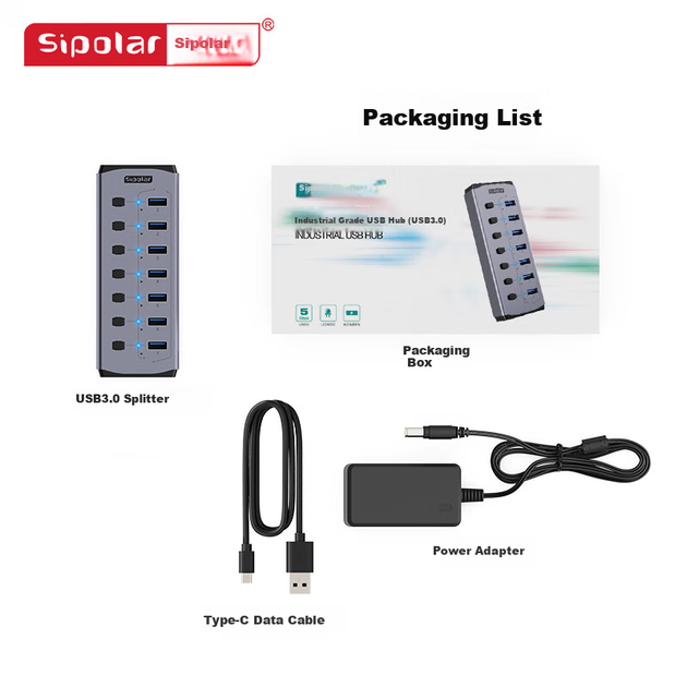 Хаб-док-станція SIPOLAR USB3.0 7 портів з живленням 36Вт для ноутбука FS-801 - зображення 9