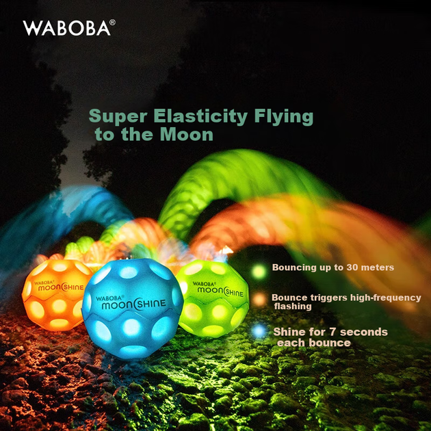 М'яч-стрибунець WABOBA Moon Ball світний, темно-синій - зображення 6